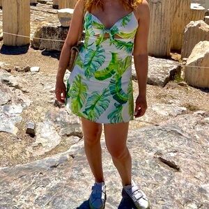 Privacy Please Women's Palm Print Cutout Mini Dress Size Small